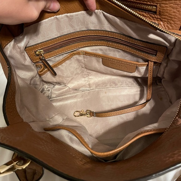 Michael Kors McKenna Medium Satchel in Brown Pebbled Leather - Picture 5 of 10